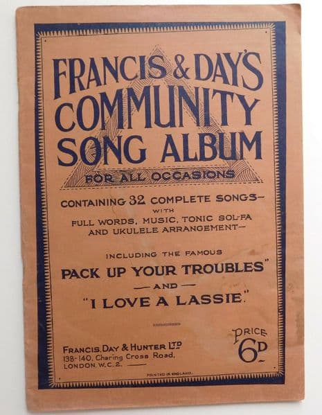 Francis & Days Community Song Album 1930s sing a long music book Hearts of Oak